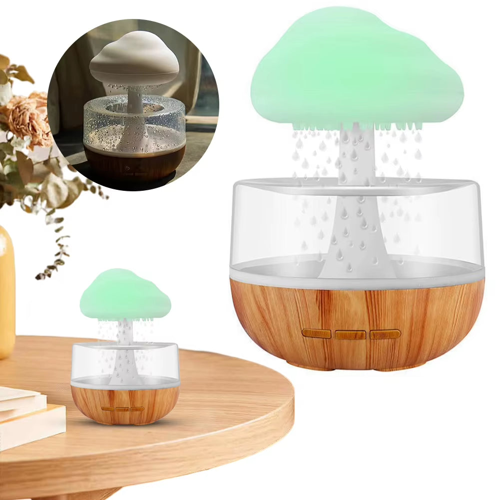 300ML Essential Oil Diffuser with 7 Changing Colors Rain Cloud Humidifier Mushroom Diffuser Humidifier Rain Sounds for Sleeping