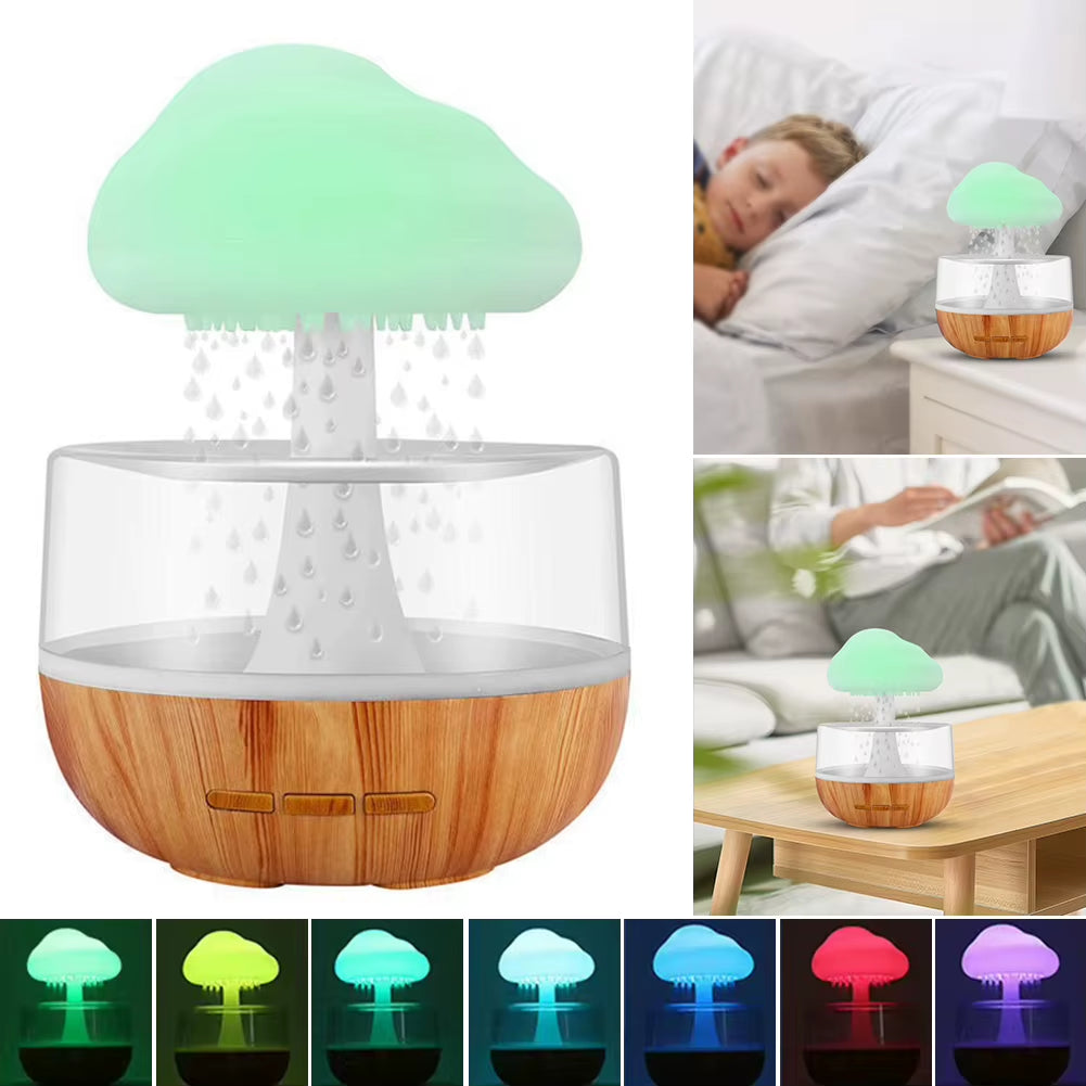 300ML Essential Oil Diffuser with 7 Changing Colors Rain Cloud Humidifier Mushroom Diffuser Humidifier Rain Sounds for Sleeping