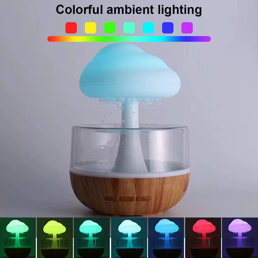 300ML Essential Oil Diffuser with 7 Changing Colors Rain Cloud Humidifier Mushroom Diffuser Humidifier Rain Sounds for Sleeping